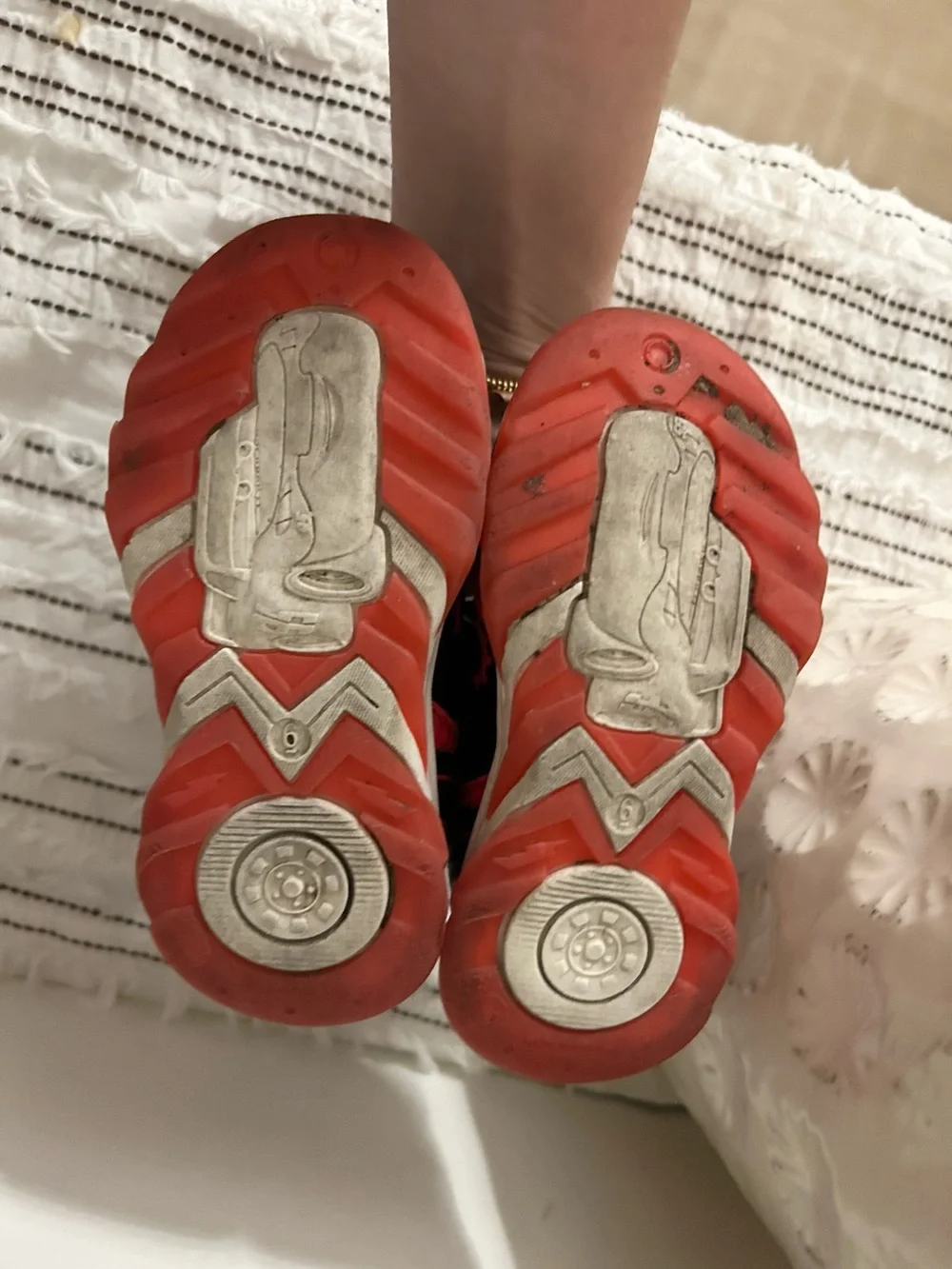 Disney Lightning McQueen Light Up Sneakers Black Red Kids Size 6